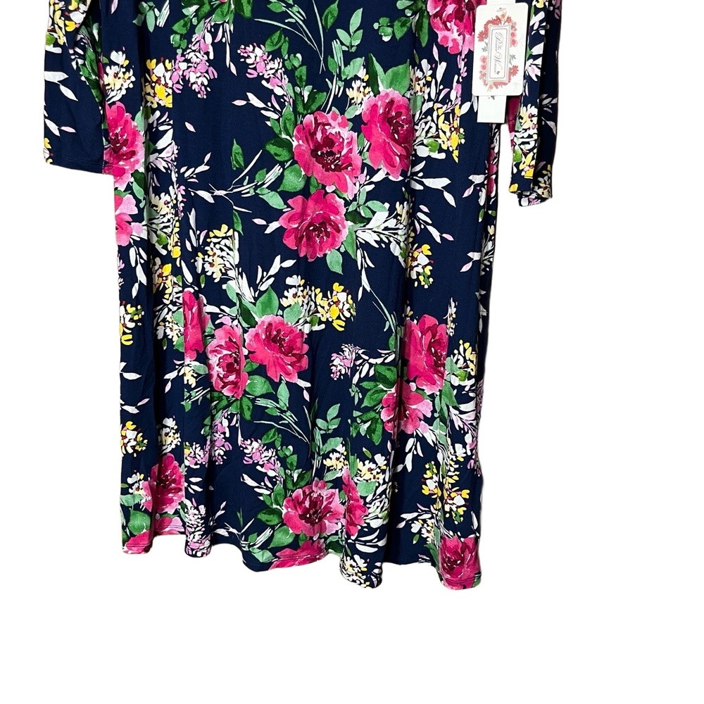 NWT The Pioneer Woman Top Womens L‎ Navy Floral Print Scoop Neck Bohemian - Picture 3 of 8